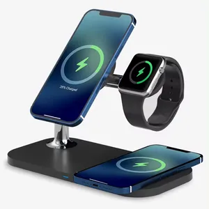Trending Products 2024 Desktop 15w Holder Magnetic Three-in-one 3in1 Wireless Chargers Stand Holder For All Phone Watch Headset