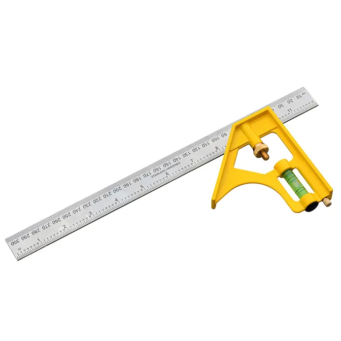 Measuring Tools 12 inch stainless steel Combination square Adjustable Angle Ruler with Level Bubble