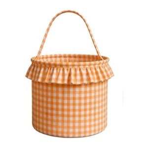 Paniers de Pâques matelassés personnalisés à carreaux avec bordure à œillets et volants, seaux à œufs de Pâques à carreaux pour cadeaux multi-fêtes - Product Image 1