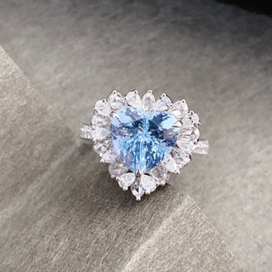 Anillo de compromiso de Aguamarina de oro amarillo de 18 quilates, 6-9mm, ajuste de halo de diamante de piedra preciosa azul brillante con joyería de platino de lujo - Product Image 3