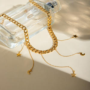 精致直拉星月长链水滴项链时尚不锈钢饰品18k电镀蝴蝶项链 - Product Image 2