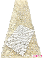Nouveau tissu en dentelle perlée lourde Finshon blanc pour robe de mariée, tulle brodé pour robe de soirée femme