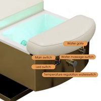 Lit de pédicure et de shampoing électrique de luxe moderne avec base dorée, pour soins capillaires et hydrothérapie, blanc, pour salon de coiffure
