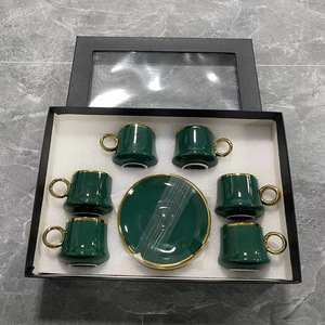 Nuevo Juego de Tazas y Platos de Porcelana Estilo Europeo, Ecológico, de Alta Calidad, con Borde Dorado, 6 Tazas, 6 Platos, 12 Piezas, en Caja de Regalo Empresarial - Product Image 4
