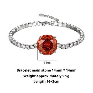 Vintage Jewelry Eco-friendly Copper Women 14MM Rose Cut Imitation <b>Red</b> Gemstone Adjustable Chain Link <b>Bracelet</b> for Women - Product Image 2