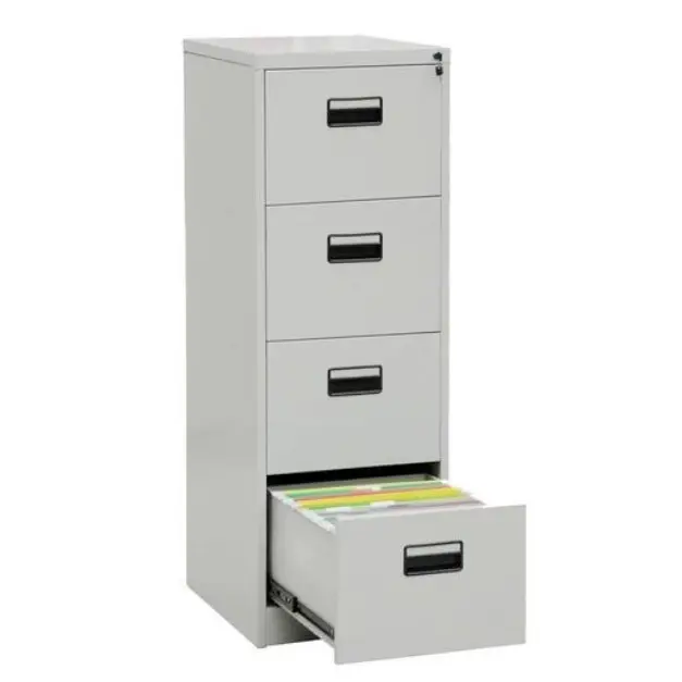 Glosen — meuble métallique à 4 tiroirs, armoire en acier robuste avec barre de sécurité, classeur vertical mince, armoire regal dolap