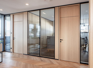 Cloison modulaire Cloison en bois Texture solide Cloison de bureau Cloison double pour intérieur de bâtiment commercial - Product Image 5