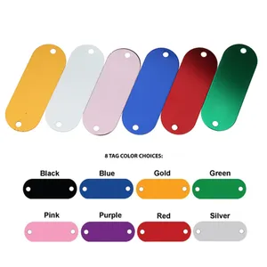 Joy family Custom Letter Blank Bunte hochwertige Aluminium Pet Collar Tag Rechteck 2 Loch Metall Hunde marke