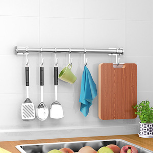 304 Stainless Steel No Drill Hanging Rod For <b>Kitchen</b> Utensils Spatulas Spoons Self Adhesive Wall <b>Hook</b> Storage Rack - Product Image 3