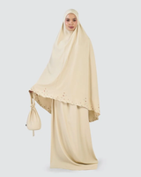 Robe Abaya Modeste en Crêpe Sérénité avec Broderie de Dubaï, Ensemble de Prière Floral, Robe Douce et Rafraîchissante pour Femmes Musulmanes, Prise en Charge de la Personnalisation
