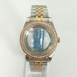Boîtier <span class=keywords><strong>de</strong></span> <span class=keywords><strong>montre</strong></span> en acier inoxydable transparent <span class=keywords><strong>de</strong></span> 41 mm avec fond transparent, en or rose, avec <span class=keywords><strong>bracelet</strong></span> à maillons pour mouvement 8285, provenant <span class=keywords><strong>de</strong></span> Chine - Product Image 1