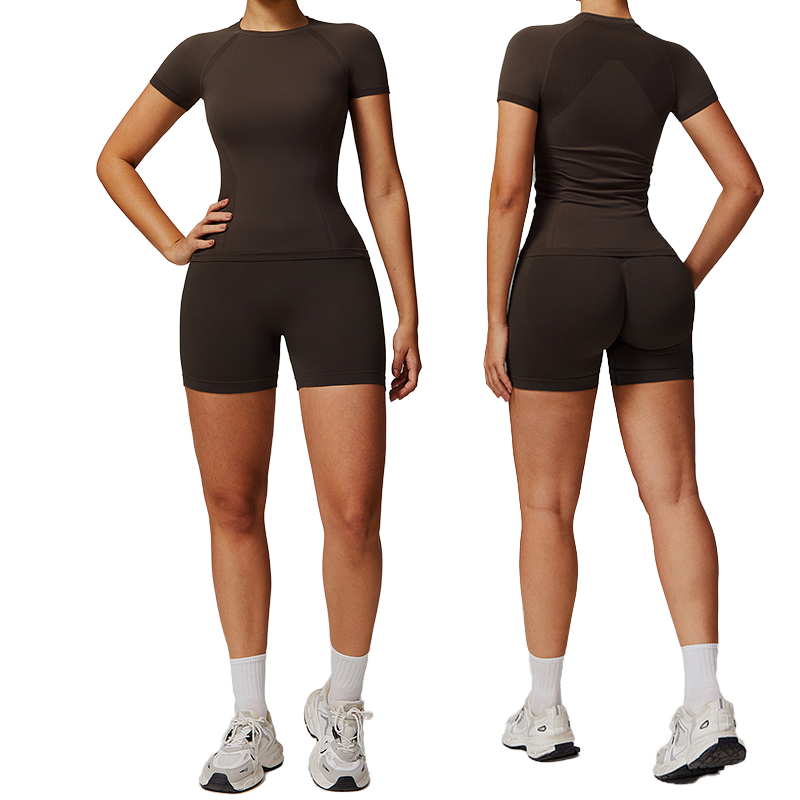 Women's Most Popular Slim Fit Breathable Yoga Wrap Top Comfortable Short Sleeve Design with Front Logo Position
