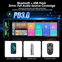 Autoradio Grandnavi 1din 6,5 pouces MP3 sans fil Carplay Android Auto Écran tactile Système d'exploitation Linux Appel BT FM Charge rapide Universel