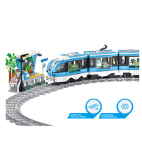Ensemble de blocs de construction 3D modernes et motorisés, train, métro, tram, modèle en plastique, jouet éducatif pour enfants, cadeau d'anniversaire