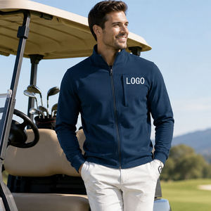 Chaqueta de Golf Personalizada de Alta Calidad para Hombre, 100% Poliéster, Tejido de Punto, Manga Larga, Cierre de Cremallera, Estilo Casual - Product Image 1