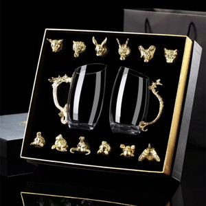 Cổ điển thủy tinh cổ điển cung hoàng đạo chai thiết lập sáng tạo mười hai cung hoàng đạo men ly rượu vang Bộ chia rượu vang Trung Quốc Hộp quà tặng - Product Image 1