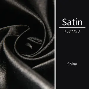 Vente en gros fabrication personnalisée 75D * 75D stock brillant poly polyester rideau de luxe paillettes mariée tissu satin noir