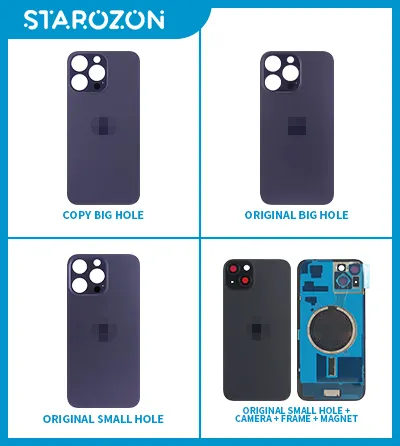 Starozon Mobiele Telefoon Achterkant Hoes Glas Voor Iphone 14 14Plus 14pro 14pro Max Big Hole