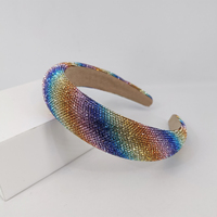 Serre-têtes en tissu éponge avec strass arc-en-ciel de 3,2 cm de large pour femmes, pour la Journée de la fierté, cerceau à cheveux rembourré, accessoires de coiffure quotidiens et de fête