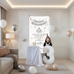 Decoración Colgante <span class=keywords><strong>de</strong></span> Lona para Fiesta <span class=keywords><strong>de</strong></span> Primer <span class=keywords><strong>Cumpleaños</strong></span> Infantil, Diseño <span class=keywords><strong>de</strong></span> Pastel <span class=keywords><strong>de</strong></span> <span class=keywords><strong>Cumpleaños</strong></span> <span class=keywords><strong>de</strong></span> Dibujos Animados, Estilo Dibujado <span class=keywords><strong>a</strong></span> <span class=keywords><strong>Mano</strong></span> para Niñas, Fondo para Bebés - Product Image 5