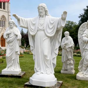 YOUFINE Statue de Jésus en marbre blanc aux bras ouverts, décoration sacrée pour église - Product Image 1