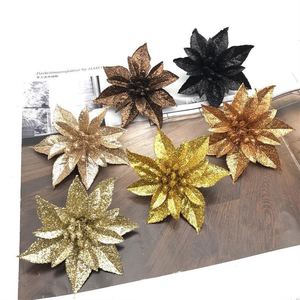 Flores Navideñas Artificiales de Poinsettia de 7.5cm, Ecológicas, de Alta Calidad, con Brillantina, Decoraciones Navideñas, <span class=keywords><strong>Precio</strong></span> de Mayoreo, Gran Venta - Product Image 5