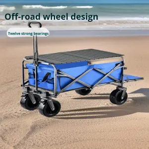 आउटडोर कैंपिंग उपयोगिता वैगन गार्डन बीच खरीदारी भंडारण उपकरण ढहने योग्य ऑफ-रोड 4-व्हील फोल्डेबल ट्रॉली कार्ट 600d - Product Image 5