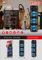 Haut-parleur cylindrique sans fil de 8 pouces à volume élevé pour l'extérieur, subwoofer de danse carrée, audio puissant
