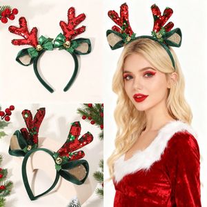 Serre-tête de Noël en forme de bois de cerf avec clochettes et sequins rouges pour fêtes et accessoires <span class=keywords><strong>photo</strong></span> - Product Image 1