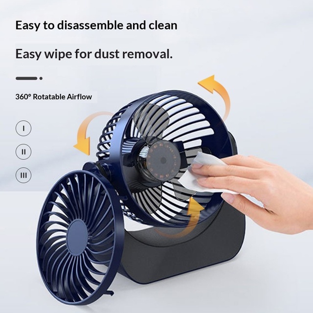 Cross-border Office Dormitory Mini Electric Fan USB Rechargeable Touch-Controlled Silent Brushless Motor 3-Speed Strong Wind Fan
