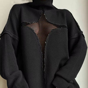 Maglione Pullover Vintage 2025 con Ricamo Floreale per <span class=keywords><strong>Donna</strong></span>, Design Traforato in <span class=keywords><strong>Maglia</strong></span> Casual, Moda Streetwear per Autunno Inverno - Product Image 2