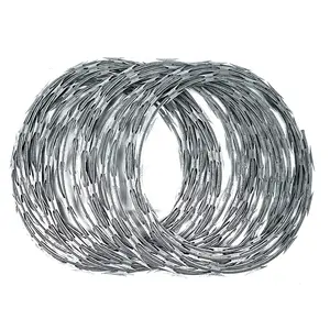 galvanized flat security fencing razor wire combat wire safety razor wire