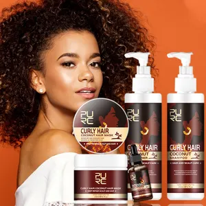 Grosir rambut sampo conditioner wanita-Set Perawatan Rambut Afro Label Pribadi, Sampo Keriting Kelapa Organik Afrika 4C Sampo dan Kondisioner untuk WANITA HITAM