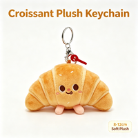 Porte-clés en peluche Croissant, mignon et doux, en forme de nourriture, avec logo personnalisé