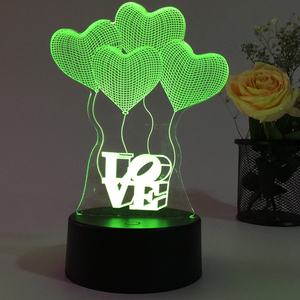 Lampada da Tavolo LED 3D a Forma di <span class=keywords><strong>Cuore</strong></span>, Luce Notturna Creativa per Bambini, Illusione Olografica, 7 Colori, USB, per Camera da Letto e Soggiorno - Product Image 5