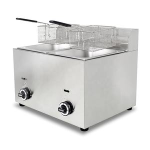 Freidora <span class=keywords><strong>de</strong></span> <span class=keywords><strong>Gas</strong></span> LPG Doble <span class=keywords><strong>de</strong></span> 10L CHZ-20L, Económica y <span class=keywords><strong>de</strong></span> Venta Caliente para Pollo Frito - Product Image 4