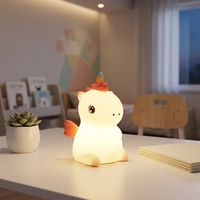 Nouvelle lampe de chevet LED rechargeable USB 5V en silicone licorne avec télécommande pour chambre d'enfant et de bébé