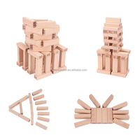 Juego de Construcción de Torres Educativo de Madera Dura al por Mayor, 48 Piezas, Juego de Bloques de Madera, Juego de Dominós