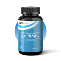 Capsules de complexe triple de magnésium en marque blanche OEM, faible MOQ, fabricant, lancement rapide, certifié cGMP COA, pour les vendeurs débutants