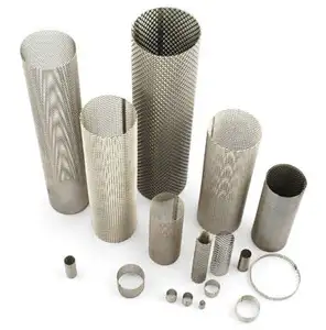 Özel paslanmaz çelik 304 10 25 50 100 200 500 1000 mikron mesh silindir filtre yuvarlak delikli delikli boru