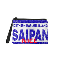 Porte-monnaie personnalisé à thème Saipan, pochette zippée en polyester pour ranger les pièces de monnaie, l'argent liquide et les cartes, idéal pour les voyages et comme cadeau souvenir
