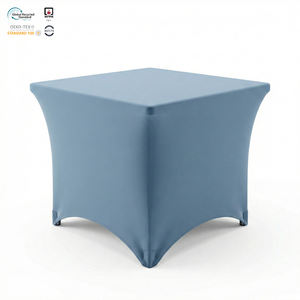 Housse de table de traiteur personnalisable en tissu premium blanc, ronde, 90 pouces, extensible, imperméable et résistante à l'huile - Product Image 1