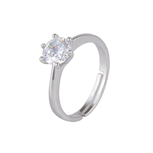 Anillo de Boda Clásico 2026 con Engaste de Seis Garras, de Cobre Ecológico con Zirconio Grabado, Anillo de Compromiso Eterno - Product Image 1