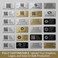 Étiquette d'identification personnalisée en aluminium brossé, étiquette de propriété OEM avec code QR, résistante aux rayures, étiquettes fixes pour équipement d'inventaire
