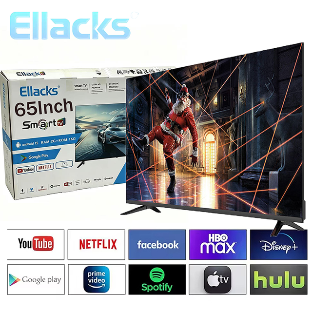 65-Inch Frameless Design 4K UHD Android Google WebOS Smart WiFi LED HDTV with Multi-Language for Hotel & Family Use