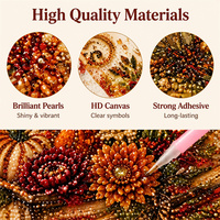 Kit de Peinture Perles d'Automne, Artisanat d'Art 3D en Perles et Diamants DIY, Décoration Murale pour la Maison, Cadeau Saisonnier Fait Main pour Thanksgiving et la Récolte