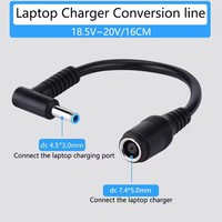 Convertisseur de chargeur d'alimentation cc 7.4mm à 4.5mm grand câble de connecteur d'adaptateur cc de remplacement pour HP Dell Blue Tips