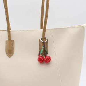 Handwoven Cherry Keychain Delicate Pu Leather Fruit & <b>Braided</b> Ball Charm Cute Daily Bag <b>Accessory</b> for Women Wholesale - Product Image 4