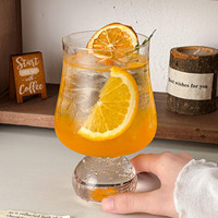 Verre à pied haut en verre épais pour café glacé, boissons froides, sodas, eau pétillante et cocktails