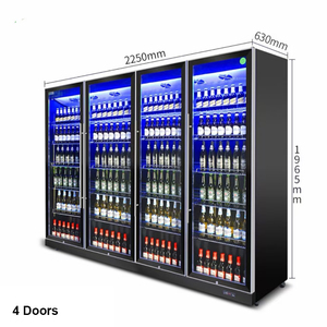 Quầy bar trưng bày tủ lạnh thẳng đứng 4 cửa kính làm mát không khí bia hiển thị Máy làm lạnh đồ uống Máy làm lạnh thương mại siêu thị - Product Image 1